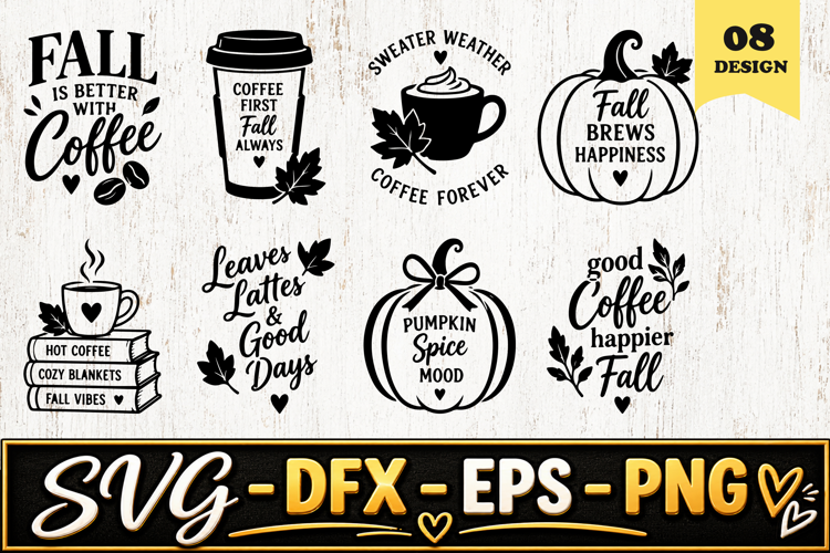 Fall Pumpkin Coffee SVG PNG
