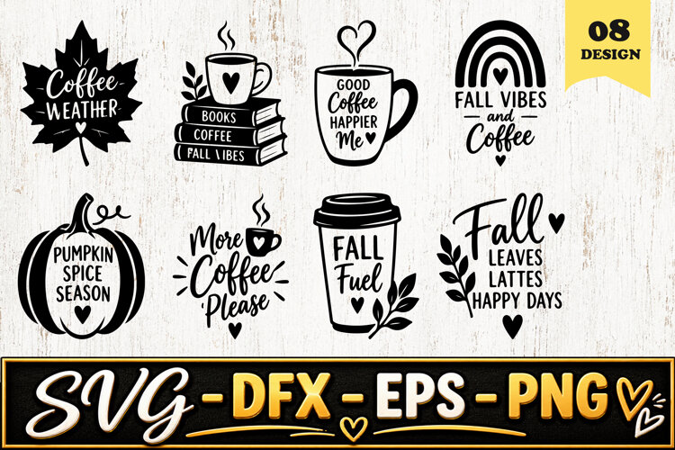 Coffee Weather Fall Vibes SVG PNG example image 1