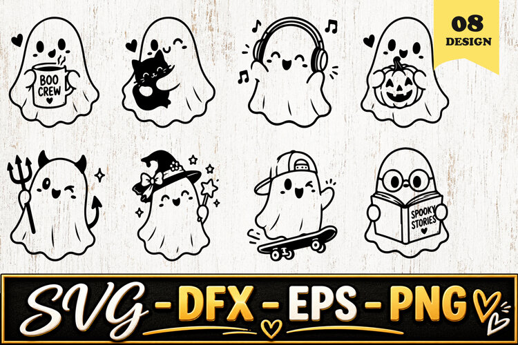 Boo Crew Halloween Ghosts SVG PNG example image 1