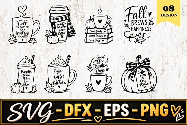 Cozy Fall Latte Mug SVG PNG
