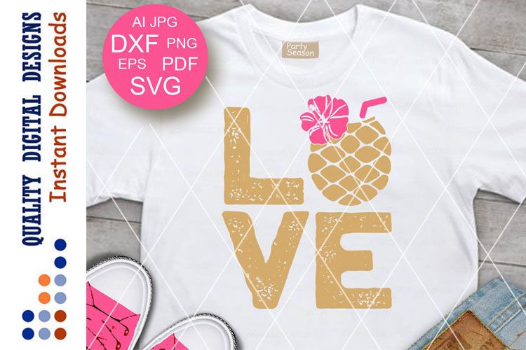Summer svg, Pineapple svg Love sign Grunge print