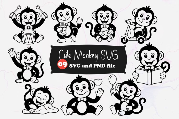 Cute Monkey SVG Reading, Playing, and Fun Activities