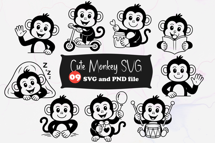 Cute Monkey SVG Reading, Playing, and Fun Activities