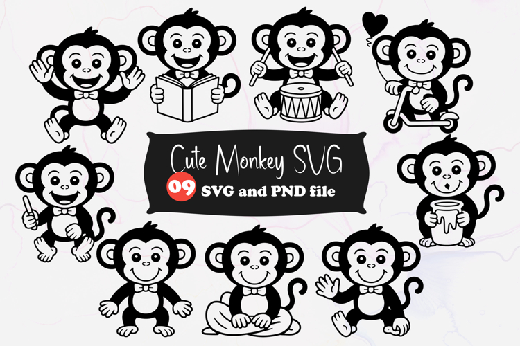 Cute Monkey SVG Reading, Playing, and Fun Activities