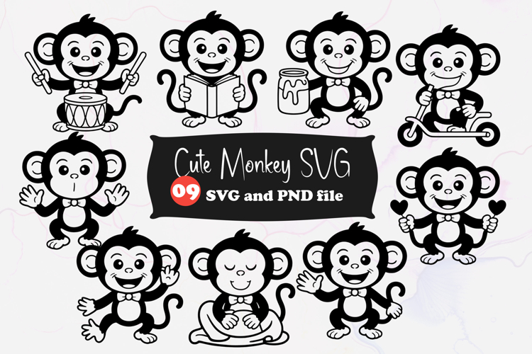 Cute Monkey SVG Reading, Playing, and Fun Activities