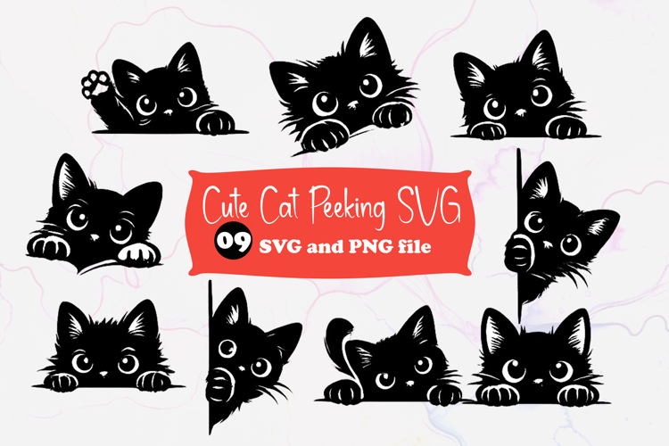 Cute Cat Peeking SVG PNG