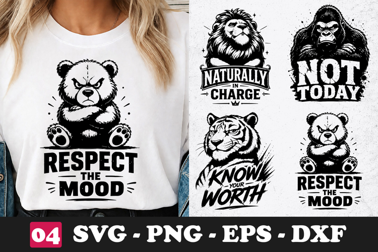 Respect The Mood Panda SVG Funny Moody Animal Shirt Design