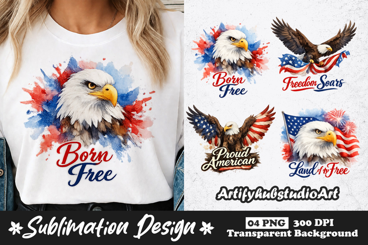 Born Free Eagle Clipart Sublimation PNG
