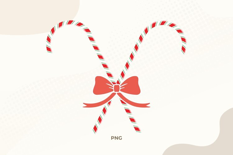 Candy Cane with Bow PNG | Christmas design example image 1