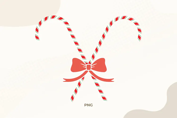 Candy Cane with Bow PNG | Christmas design