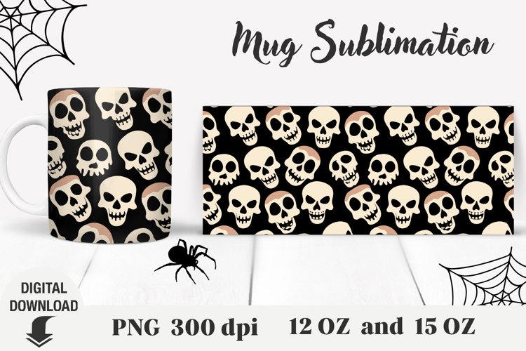 Halloween Mug Wrap, skul Mug Wrapl , coffee mug sublimation
