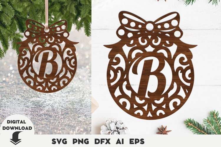 Christmas, Laser, Christmas Personalized Ornament Letter B