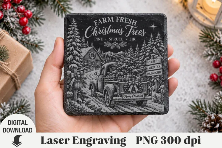 Christmas, Laser Engraving, nativity Engraving, coaster