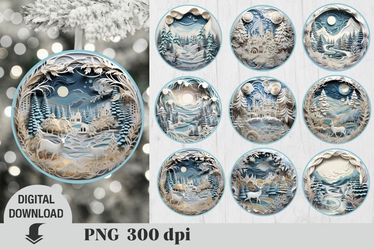3D Christmas Ornaments Sublimation Bundle / Christmas PNG example image 1