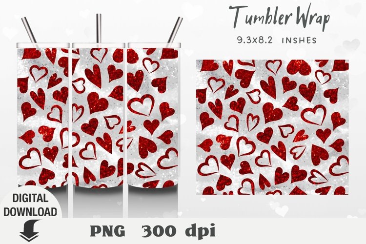 Valentine Tumbler Wrap, Love, Valentine Sublimation example image 1
