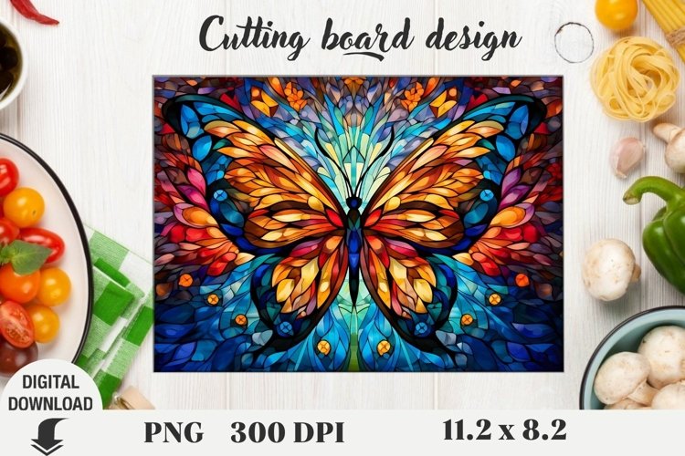 Butterfly stained glass, cutting board design, spring, summe example image 1