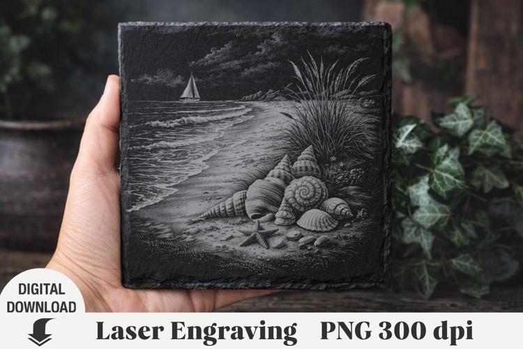 Sea Laser Engraving, Summer Engraving file PNG