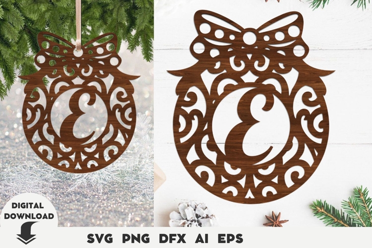 Christmas, Laser, Christmas Personalized Ornament Letter E