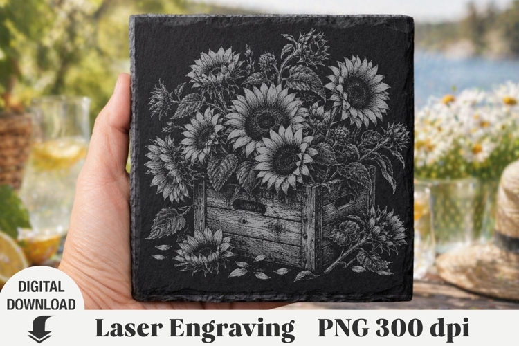Sunflower Laser Engraving, flowers Engraving file example image 1