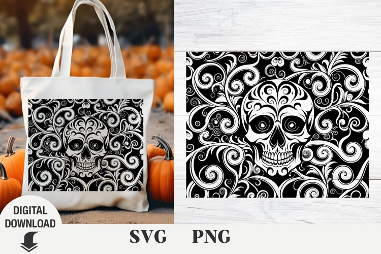 Skull svg, Halloween svg, Flower Skull svg example image 1