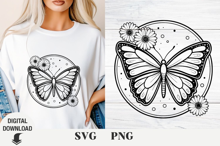 Flower and Butterfly svg , wildflowers, bouquet, floral svg,