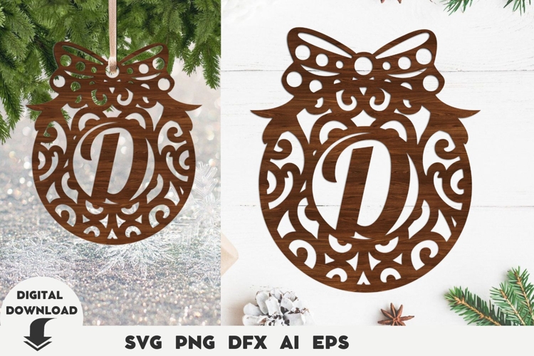 Christmas, Laser, Christmas Personalized Ornament Letter D