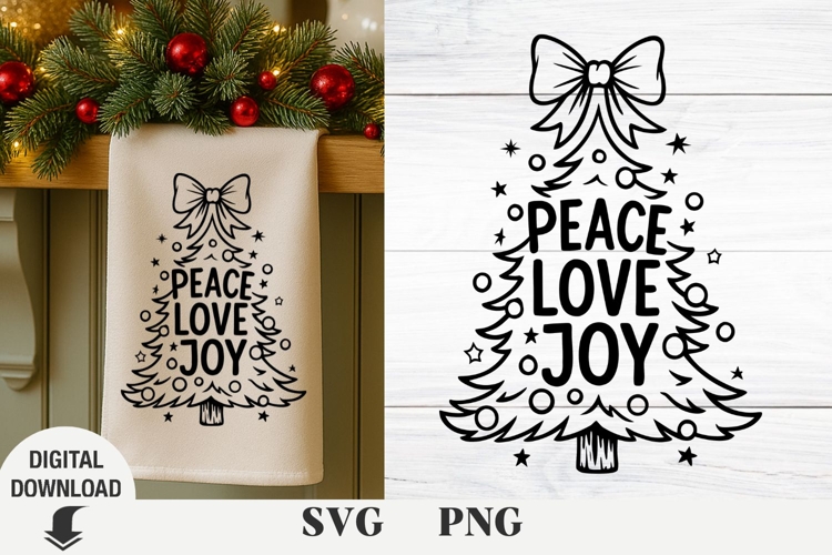 Christmas tree svg, Christmas svg, Joy, Peace, Love