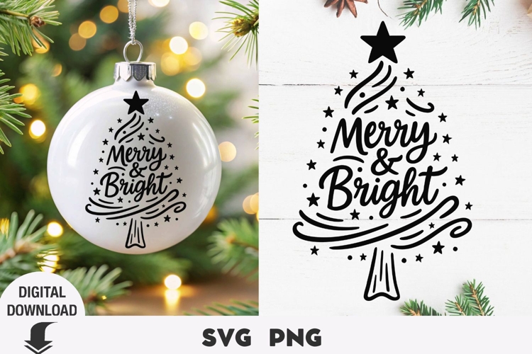 Christmas tree svg, Christmas svg, Merry & Bright