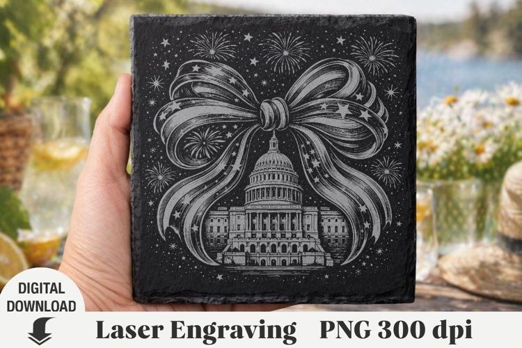 America Laser Engraving, USA flag, 4th of July, flowers example image 1