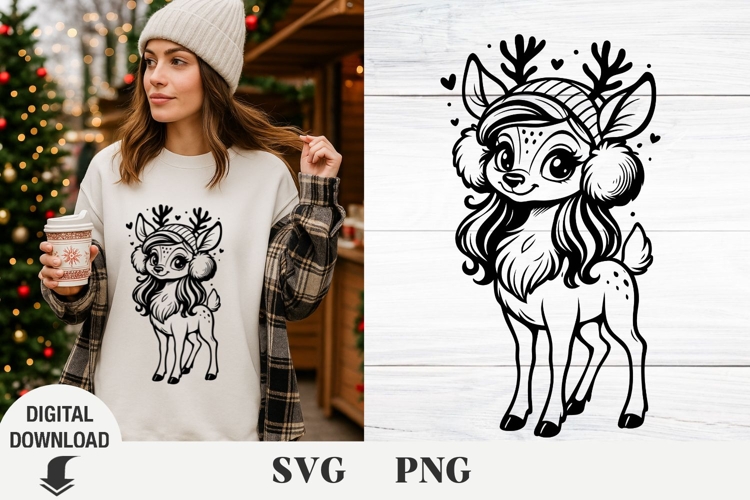 Christmas deer svg, cute deer, baby Christmas deer