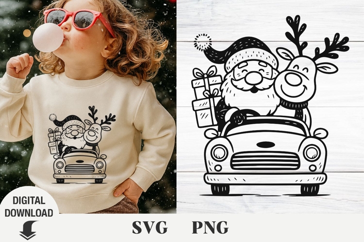 Santa and Christmas deer svg, Christmas svg, fanny svg