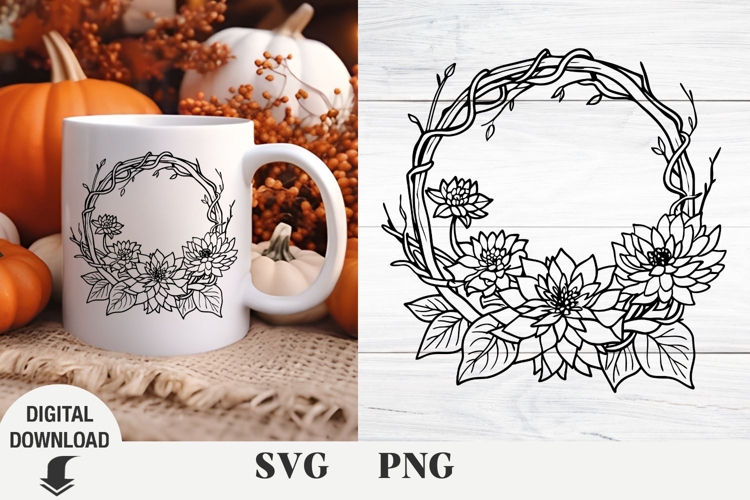 Flower svg, fall flowers, floral svg, fall, wreath svg