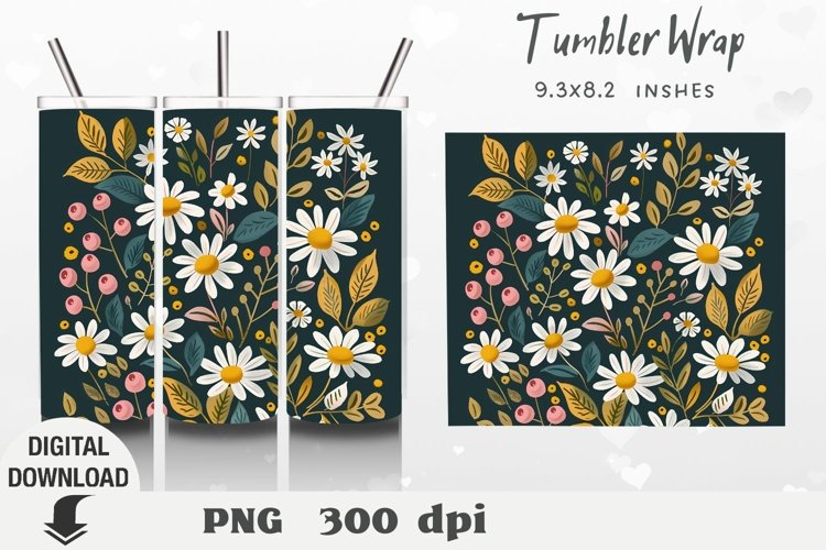 Flowers Tumbler Wrap, Flowers Sublimation, Wildflower