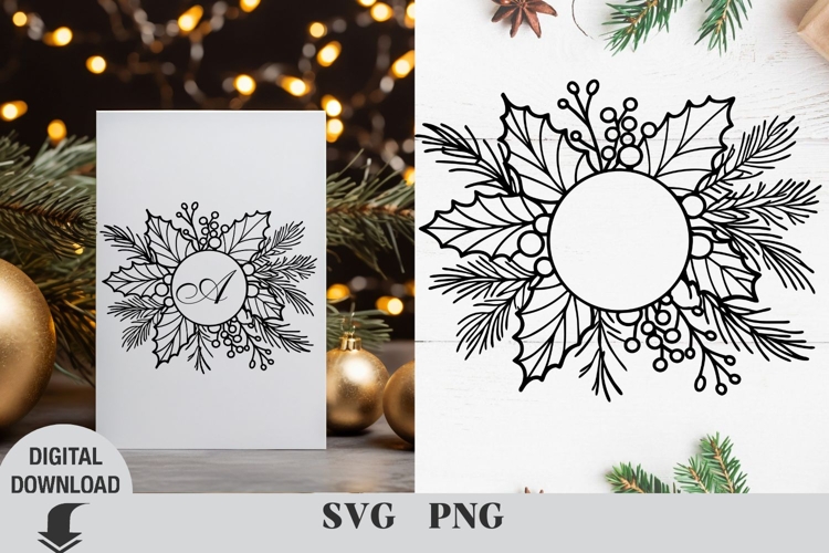 Christmas svg, Christmas family monogram, wreath