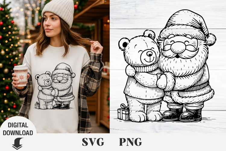 Santa and Christmas bear svg, Christmas svg, fanny svg