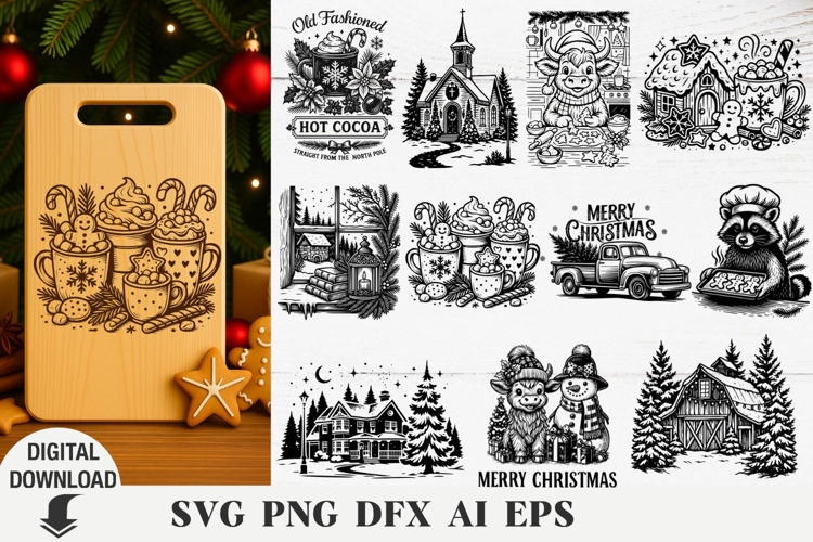 Christmas Laser svg, Cutting board, Laser Engraving