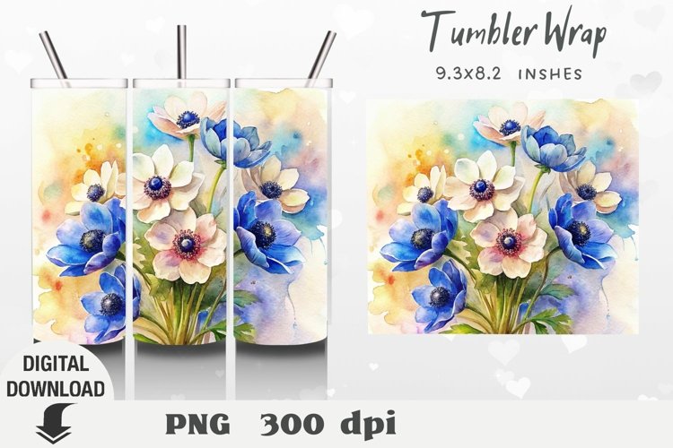 Flowers Tumbler Wrap, Flowers Sublimation, Wildflower