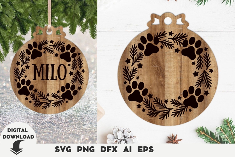Pet Christmas Ornament svg, Laser cut, Christmas Ornament