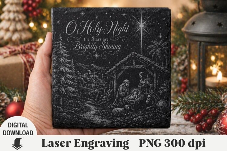 Christmas Laser Engraving, nativity Engraving file example image 1
