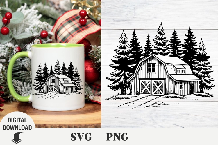 Vintage farm svg, Christmas Barn, farm svg