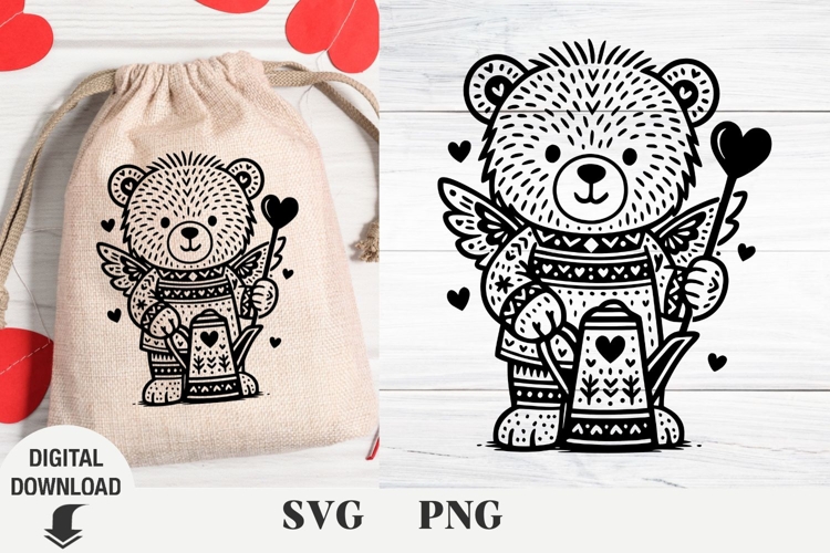 Valentine svg, bear svg, Norwegian style