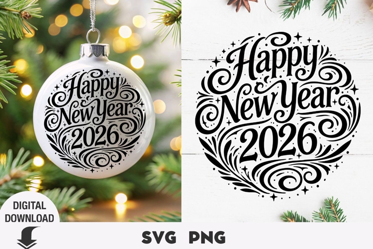 Happy New Year ornaments svg, Happy New Year svg,