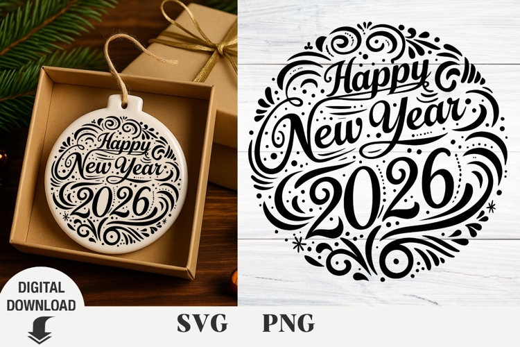 Happy New Year ornaments svg, Happy New Year svg,
