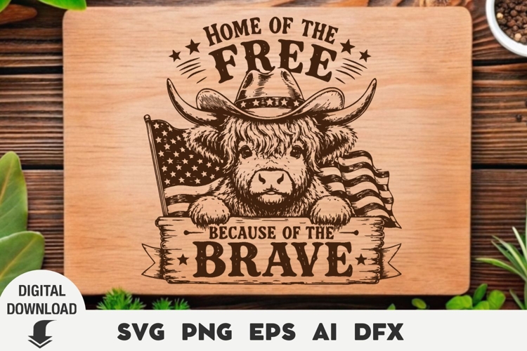 The American Highland Cow Engraving, America Cutting Board,