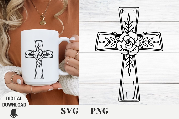 Cross and flowers svg, Easter svg, Easter Cross , spring