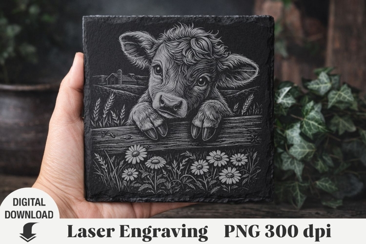 Highland Cow Laser Engraving, Cow Engraving file PNG