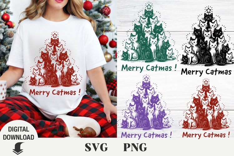 Christmas svg, Cute cat svg, Christmas cat svg