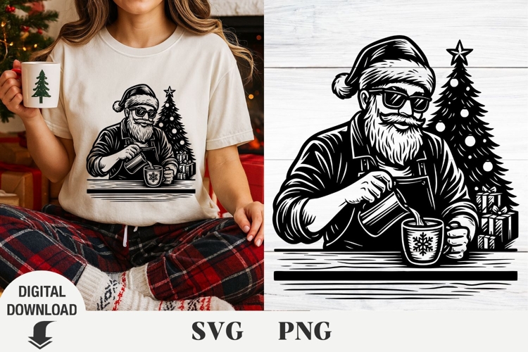 Santa svg, Christmas svg, coffee svg, Christmas ornamemt svg