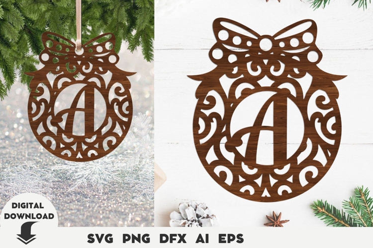 Christmas, Laser, Christmas Personalized Ornament Letter A