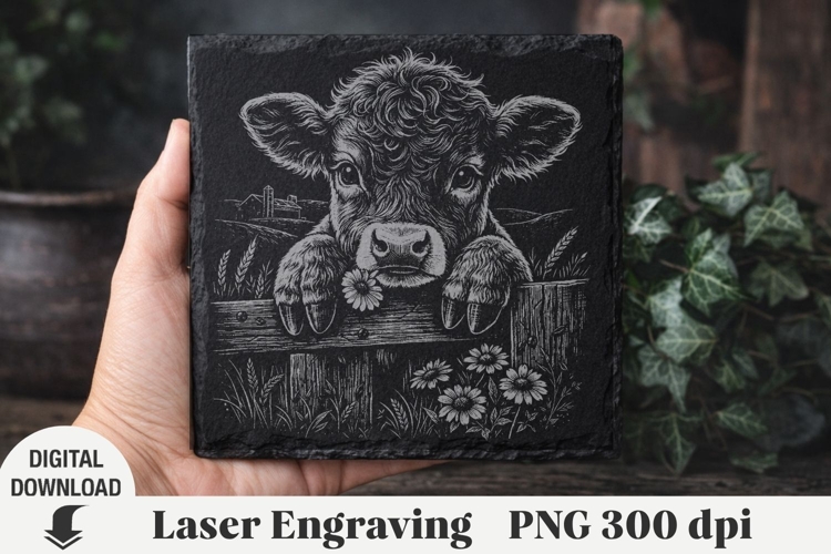 Highland Cow Laser Engraving, Cow Engraving file PNG